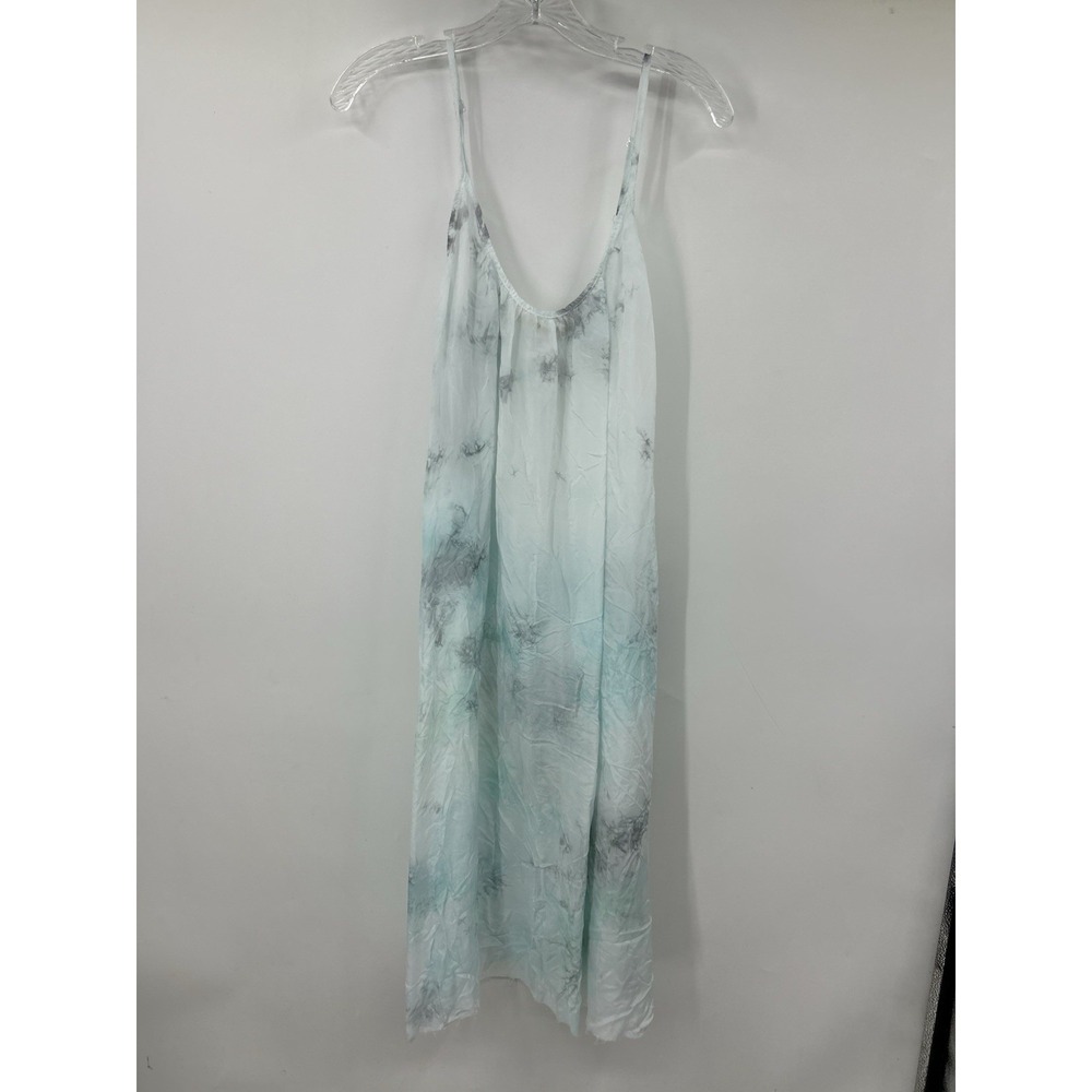Anthropologie LOVE TANJANE Hand Dyed Blue Tunic Beach Cover Up Dress Size Small